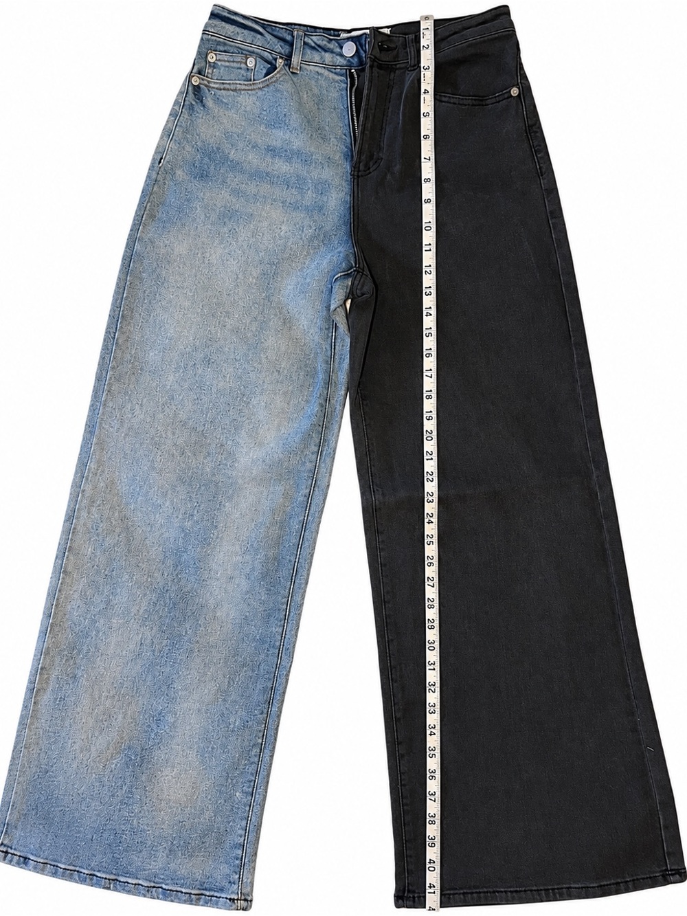 Fashion Nova Two-Tone Blue & Black Wide-Leg Jeans for Women